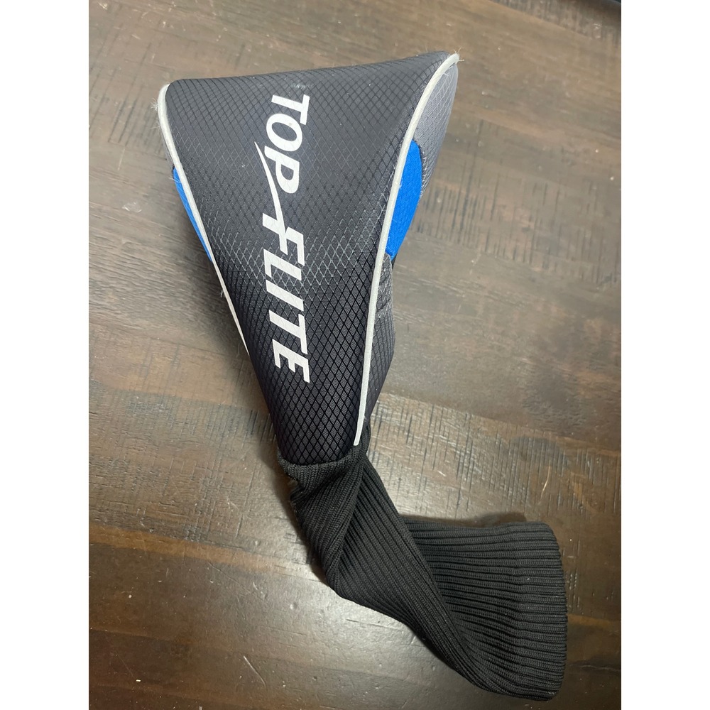 Top Flite Driver Golf Club Headcover Black Grey Blue Knit Sock Protection